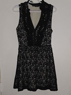 HeartSoul Black Lace Ruffle V-Neck Mini Dress
